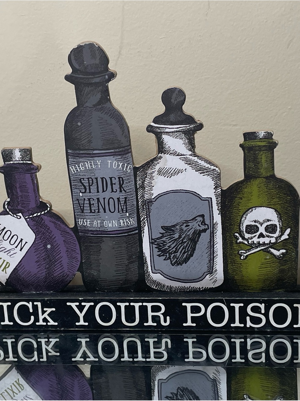 Halloween Poison Bottle Decor - Purple, Black, White, Olive